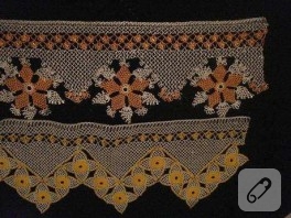 Sonbahar tonlarında iğne oyası havlu kenarı örnekleri