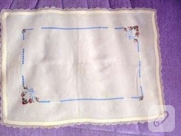 Nostaljik iğne oyası, hesap işi nakışlı örtü