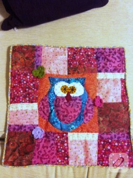 Baykuşlu Patchwork Yastık Kılıfı