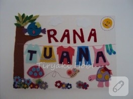 Rana tuana için keçe isim panosu