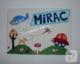Miraç için keçe isim panosu