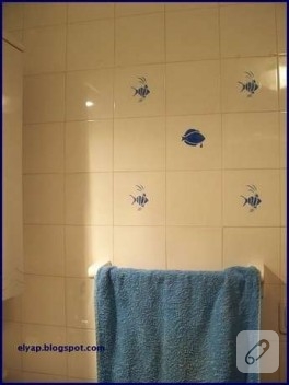 banyo fayanslarını da boyadım:)