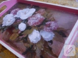 Ahşap Boyama Renkli Fotokopi ile Tepsi