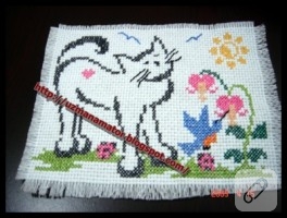 Kanaviçe İşleme Kedi Mırrrrrrr