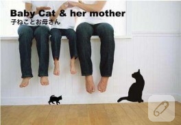 Anne ve bebiş kedi