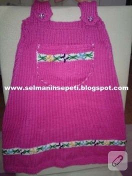Kız Çocuklarına Pembe Örgü Elbise