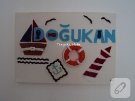 Denizci temalı keçe isim panosu