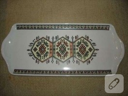 seramik kilim desenli tepsi