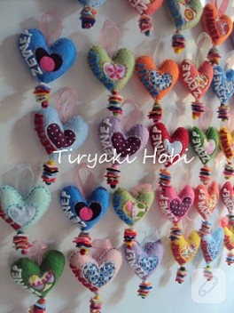 keçe dolgulu kalpler – Zeynep