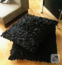Penye kumaştan shaggy yastık