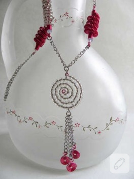 Tel sarmalı modern kolye
