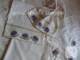 Kanaviçe işlemeli pike takımı modeli