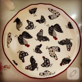 Horozlu ahşap tepsi