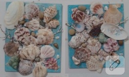 Deniz kabukları ile banyo süsü