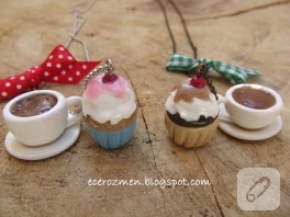 Polimer kil cupcake kolyeler