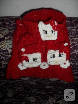 Örgü Hello Kitty takım