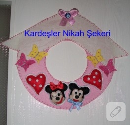 Keçe Mickey-Mini mouse kapı süsü