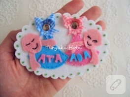Keçe magnet – ikiz bebek