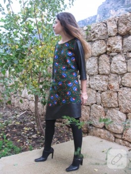 Ornitorenk Handmade’den deri kollu pazen elbise