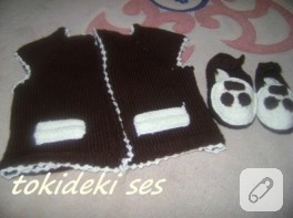 Örgü bebek patiği ve yeleği