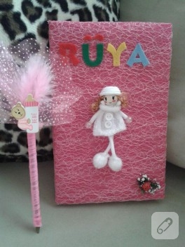 Süslü anneler ve süslü kızları için tül, keçe defter
