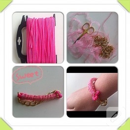 Pembe makrome bileklik
