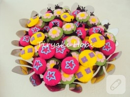 Keçe magnet – uğur böceği, çiçek (Nilda)