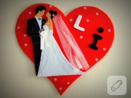 Keçeden gelin damat araba&kapı süsü