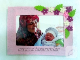 Keçe çiçekli magnet çerçeve