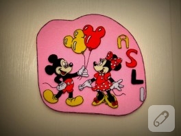 Keçeden Mickey & Minnie kapı süsü