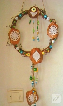 Dantelin doğal malzeme ile dansı (duvar süsü)