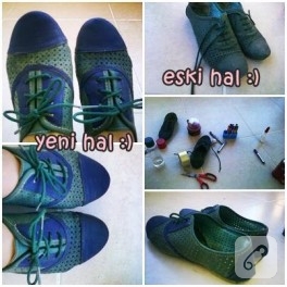 Keçeli kalemle ayakkabı süsleme