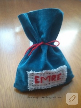 Etamin süslemeli isim keseleri
