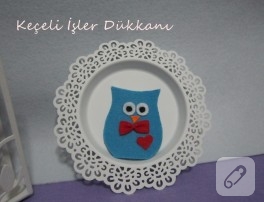Keçe magnet baykuş bebek şekeri