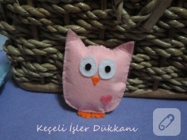 Keçeden bebek şekeri pembe baykuş