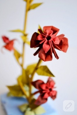 Origami bonsai – kağıttan çiçekler