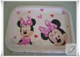 Minnie Mouse dekupajlı tepsi