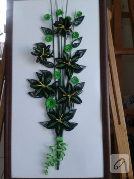 Quilling çiçekli tablo