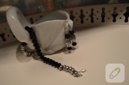 Oniks taşından küpe bileklik takımı