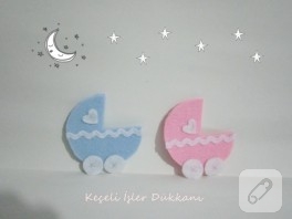 Keçeden bebek arabası bebek şekeri