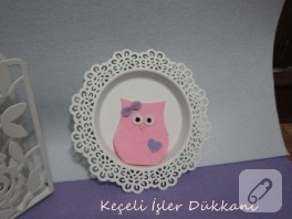Pembe keçeden baykuş bebek şekeri