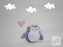 Lila penguen keçe bebek şekeri