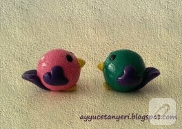 Fimo hamurundan kuşlar