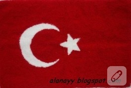 Panç nakışı işlemeli türk bayrağı