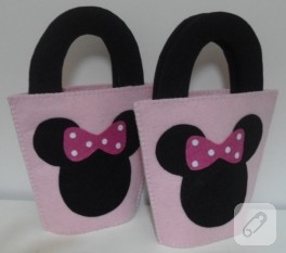 Minnie’li pembe keçe çantalar