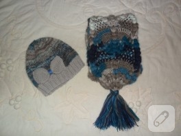 Batik atkı ve bere takımı