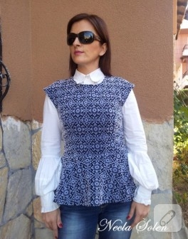 Damask peplum bluz