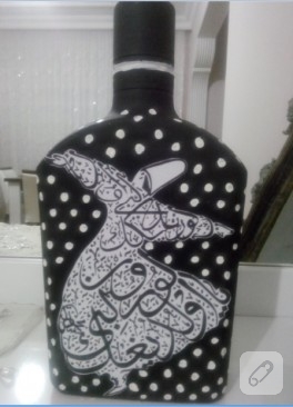 Semazen desenli cam şişe süsleme