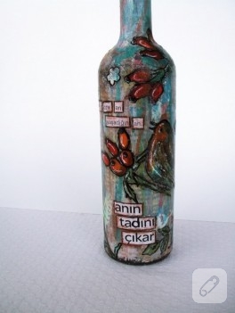 Mixed media teknikleri ile şişe süsleme