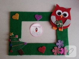 Keçe baykuş, magnet çerçeve